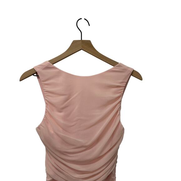 HERE COMES THE SUN Jozelle Ruffle Hem Midi Dress Powder Pink Women’s Sz L - NWT - Picture 11 of 13